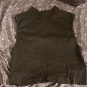 Sleeveless Olive Green Ribbed Top